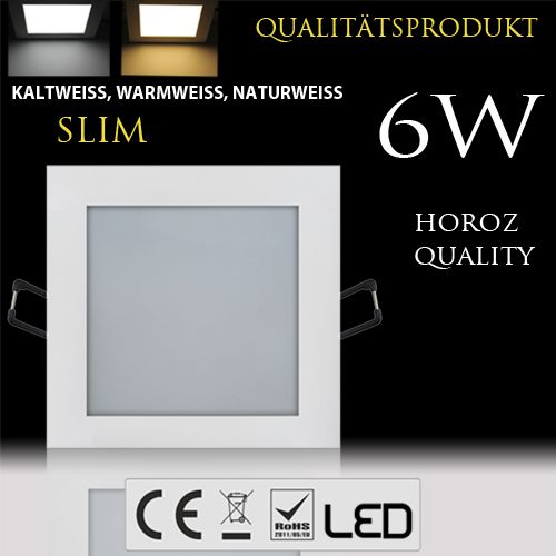 6W Ultraslim LED Panel Einbaustrahler Deckenleuchte Eckig Leuchte weiss kaltweiss