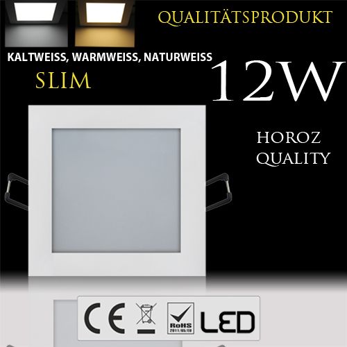 12W Ultraslim LED Panel Einbaustrahler Deckenleuchte Eckig Leuchte weiss warmweiss