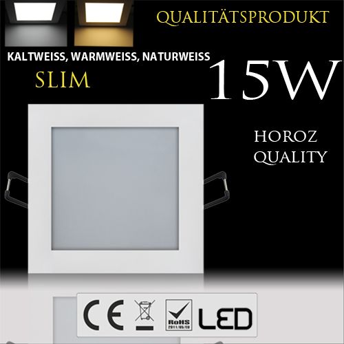 15W Ultraslim LED Panel Einbaustrahler Deckenleuchte Eckig Leuchte weiss warmweiss