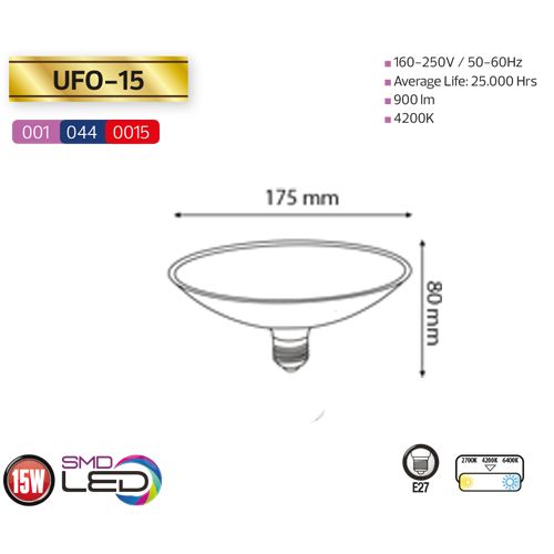 15W 4200K E27 UFO LED Leuchtmittel - UFO-15